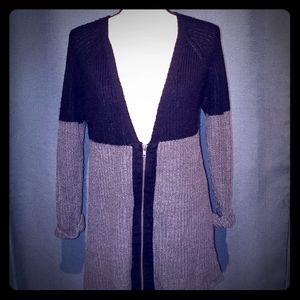 Women's Black And Gray Cardigan